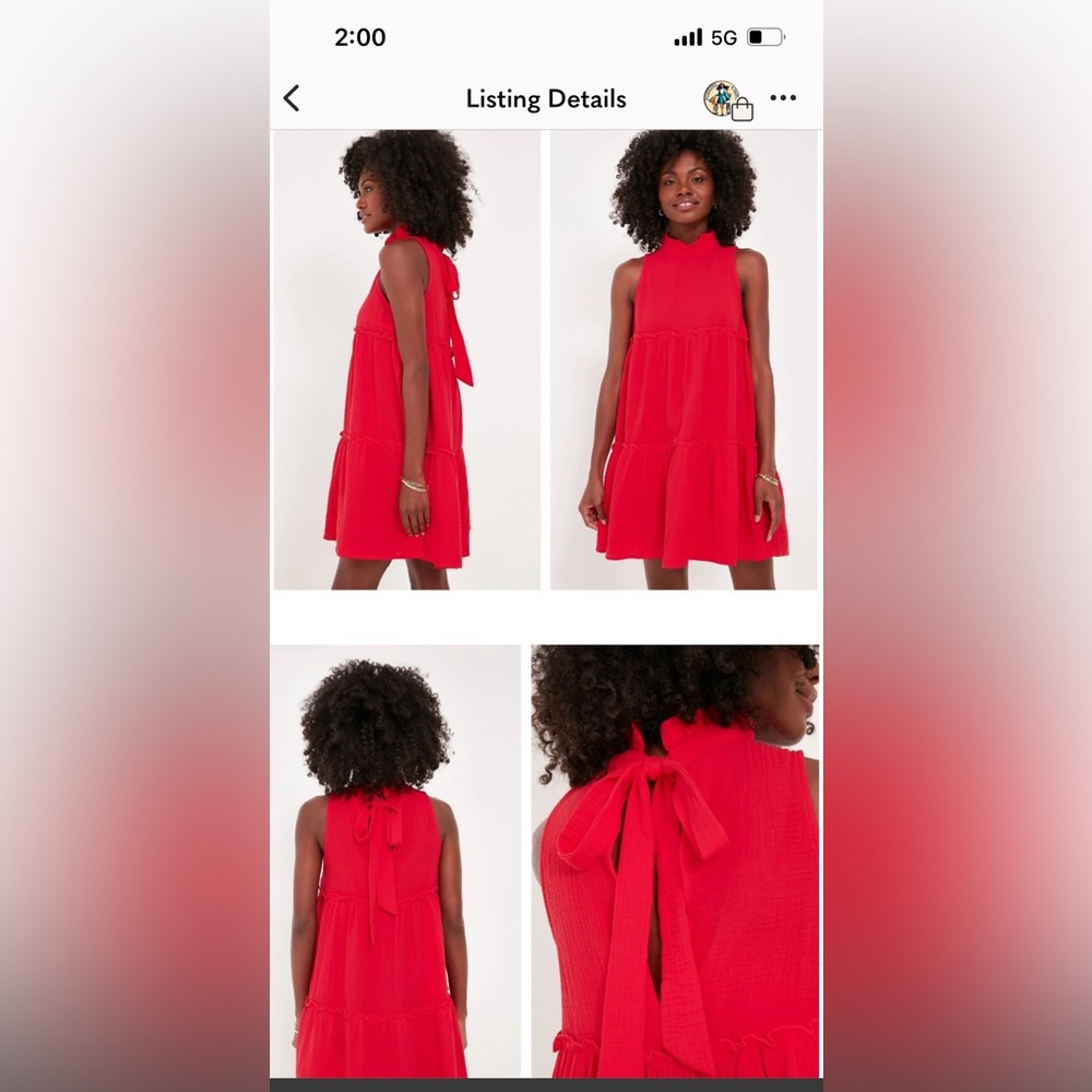 Pomander Place | NEW Red Lightweight Gauze Morgan Mock Neck Mini Dress Size M